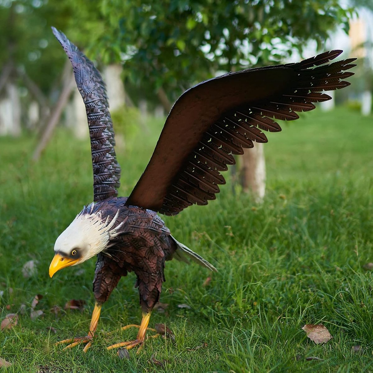 Chisheen Bald Eagle standbeeld buiten tuin sculptuur metalen tuin kunst gazon decoraties, grote adelaar beeldjes en standbeelden