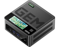 AOOSTAR GEM12+ Pro Mini-pc Barebone (zonder RAM/SSD) met display, vingerafdrukontgrendeling, AMD Ryzen 7 Pro 8845HS (8 cores, tot 5,1 GHz), ondersteuning voor vier schermen (HDMI 2.1 + DP 1.4 + USB4 + Type-C, 4K), WiFi 6, Bluetooth 5.2, 2x 2,5G LAN