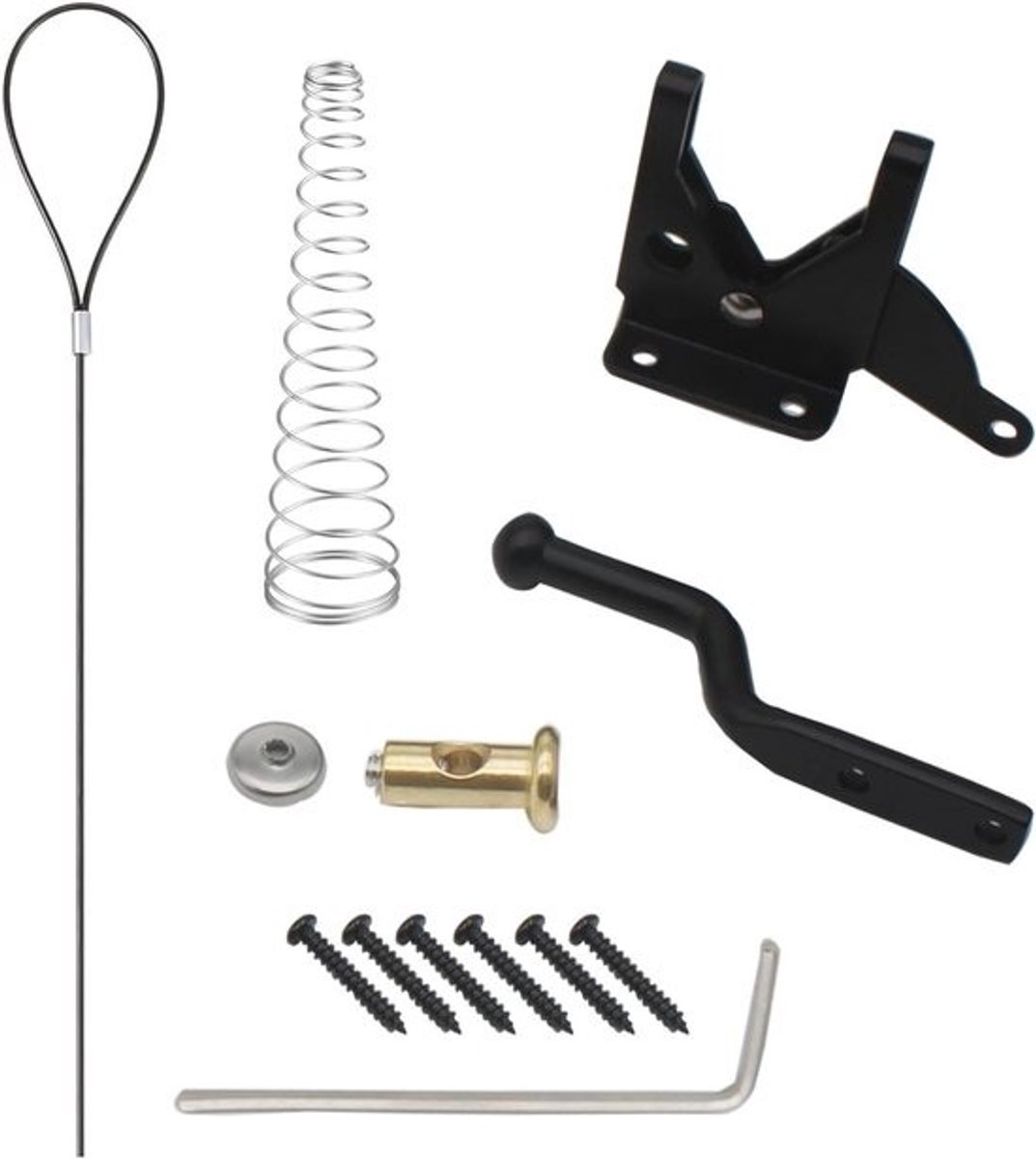 Hek Sluiting Set - Poort Vergrendeling - Hekken Beveiligen - Automatisch Sluitend - 116 mm - Zwart