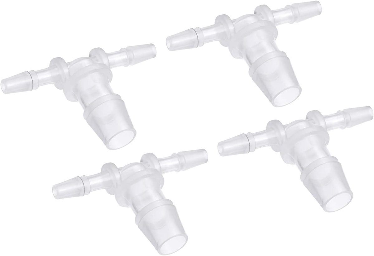 METERXITY 4 stuks slangkoppelingen, 4 x 10 x 4 mm, ADT stuk, kunststof buisverbindingen voor brandstofwater, transparant (T-vormig, 3 wegs)