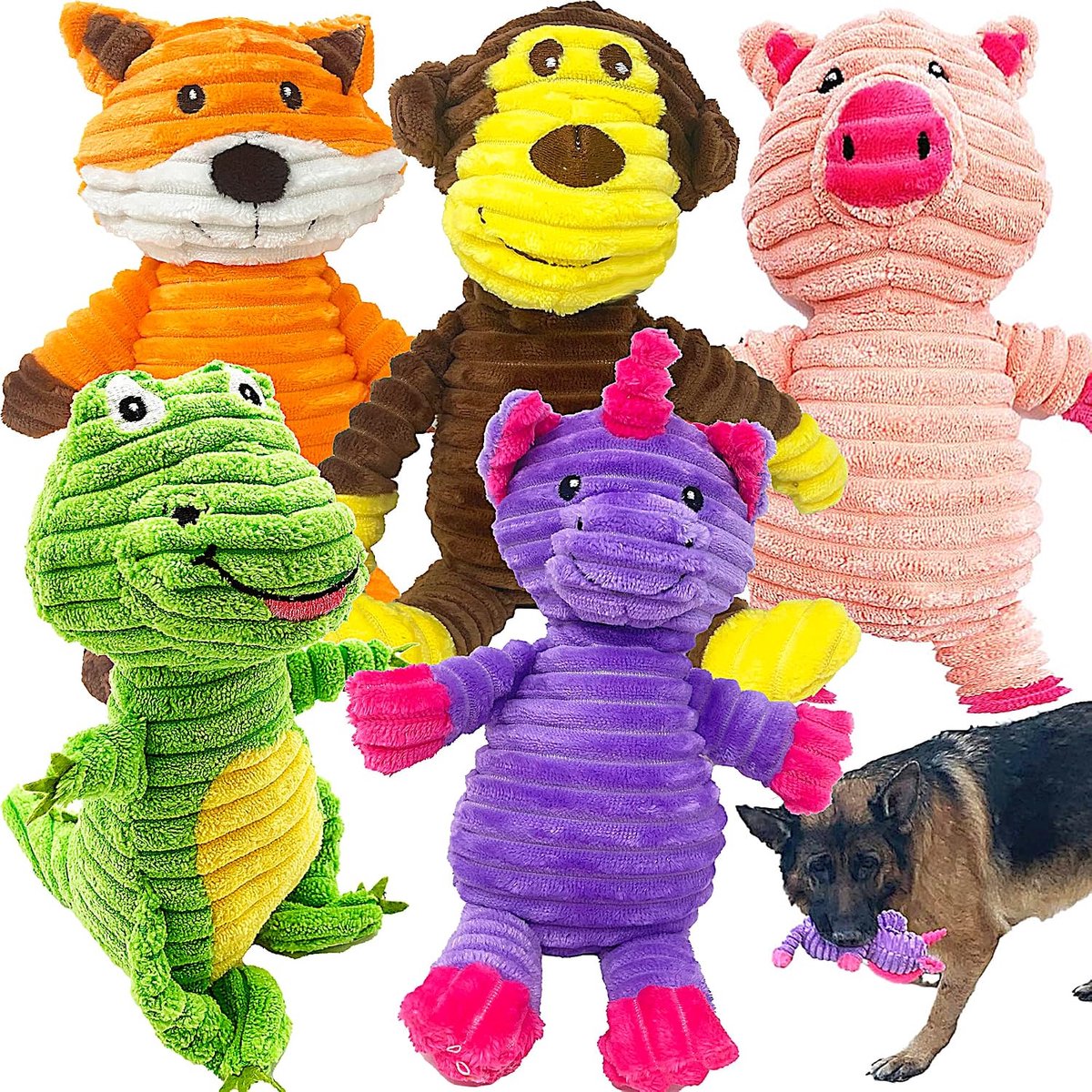 5 Pack Pluche Speelgoed Assortiment Waarde Bundel Puppy Pet Mutt Piepen Speelgoed voor Middelgrote Honden
