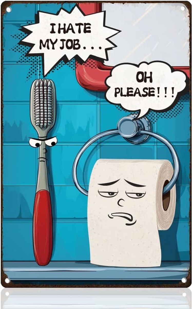 badkamer blikken bord I Hate My Job Oh Please 20 x 30 cm wanddecoratie metalen bord vintage wandposter voor badkamer thuis toilet woonkamer club bar decoratie cadeau