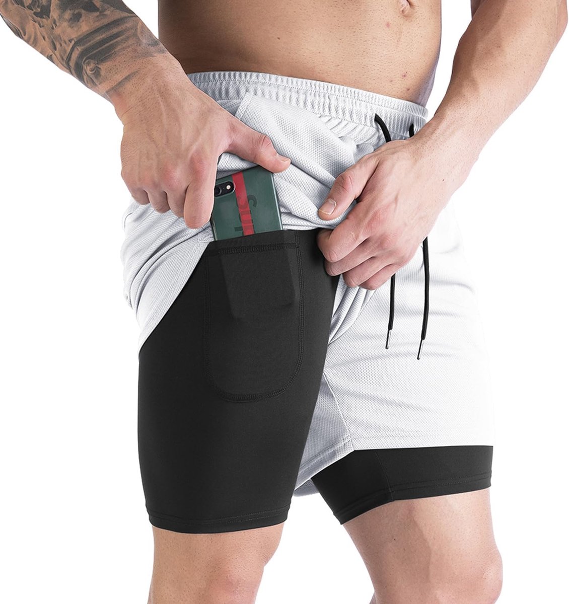 Shorts, sneldrogende joggingbroek, korte sportbroek, zomerbroek, sweatbroek, ademende loopshorts, trainingsbroek voor fitness, hardlopen, gym voor de zomer