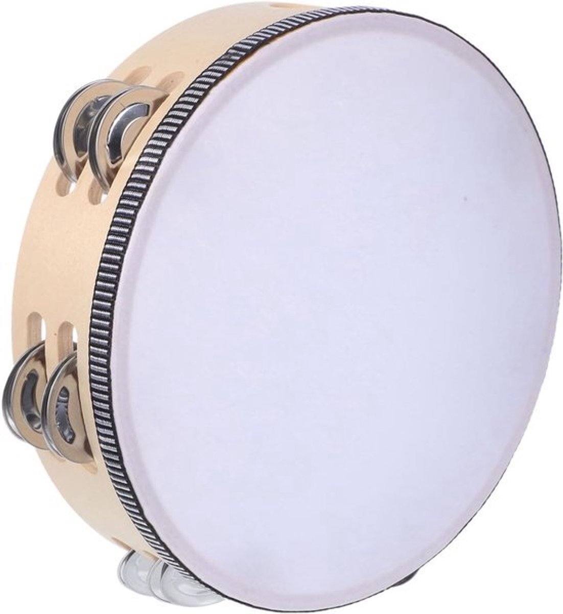 Kinder Tamboerijn - Handtrommel Jingle Drum - Muzikale Ontwikkeling - Dubbele Rij Metalen Schellen - 20 cm - Multi