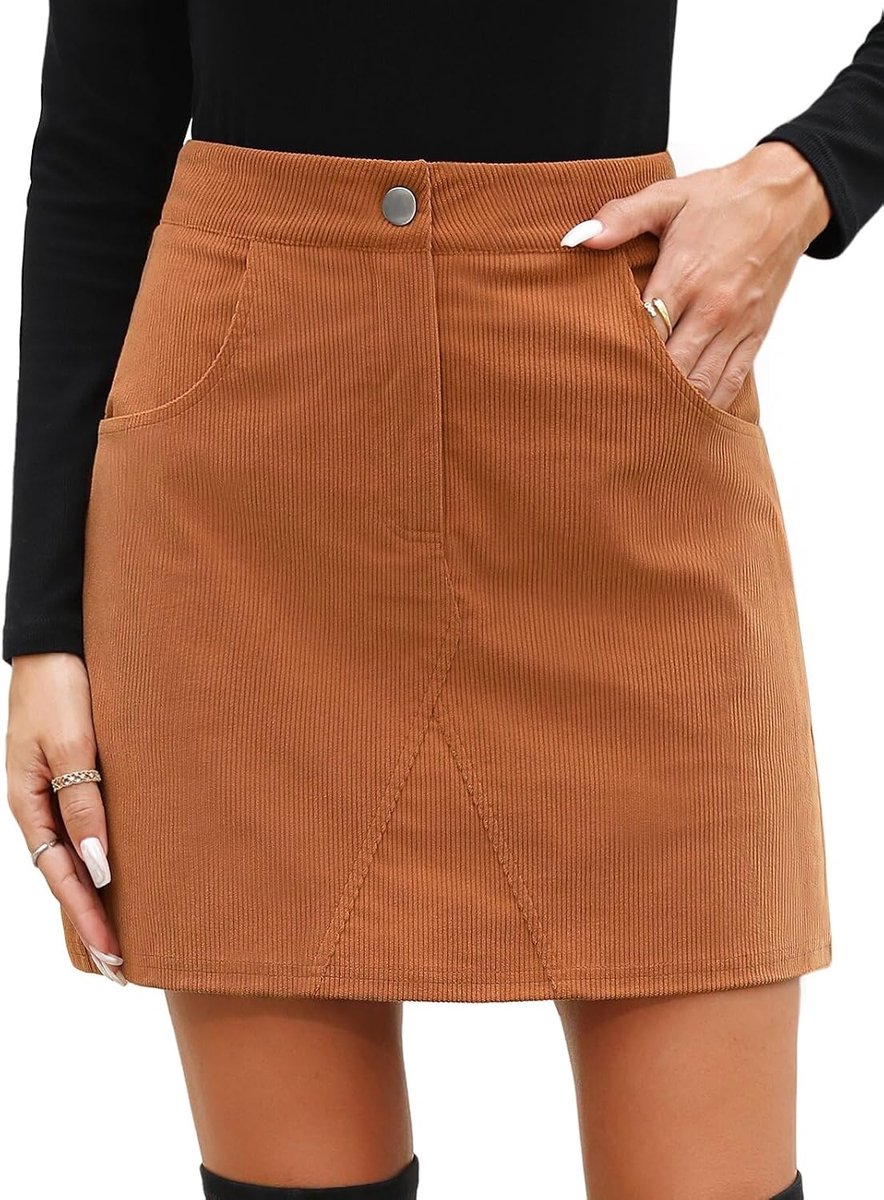 heekpek Corduroy, minirok, A-lijn, herfst, winter, korte rokken, hoge taille, wikkelrokken voor dames, school, werk en dagelijks gebruik