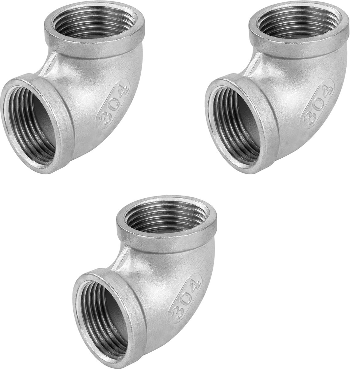 Hoekbuisverbinding van roestvrij staal 304, 3 stuks, 1/2 inch (1,27 cm) bus op 1/2 inch (1,27 cm) vrouwelijke schroefdraad, 90 graden hoekbuis-accessoires voor water, verbindingsstuk, conversie