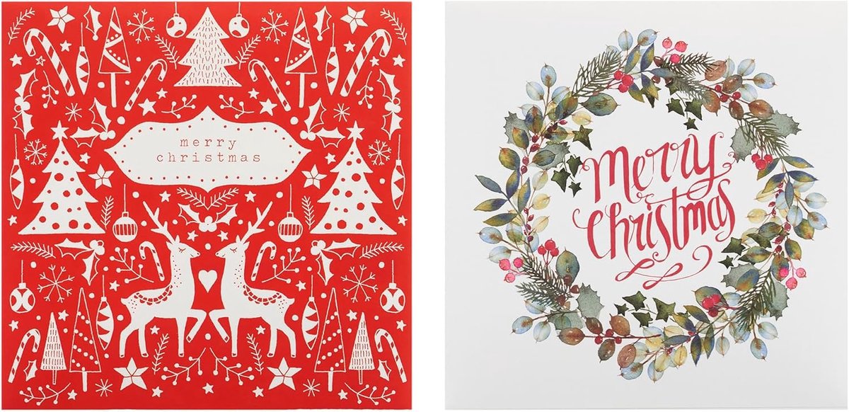 Greetings Multipack van 16 kerstkaarten voor hem/haar/vriend - 2 traditionele ontwerpen