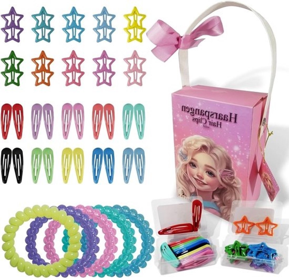 Haarspeldenset Meisjes - Ster haarclips - Haar Styling - Haarvriendelijk Ontwerp - 5 cm - Kleurrijk