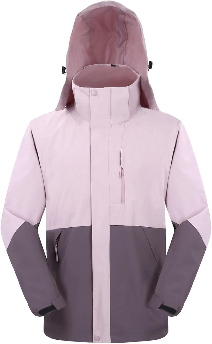 Regenjas voor dames, waterdicht, met capuchon, licht, wandelen, regenpak, winddicht, volledige ritssluiting, outdoor windbreaker
