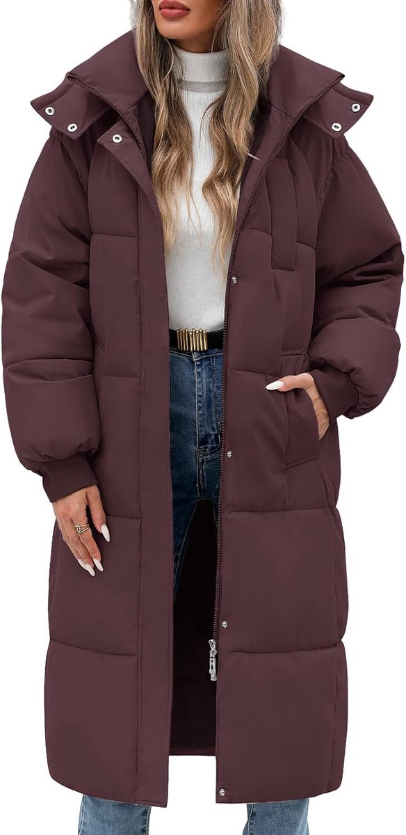 Jassen voor dames, winter, dikke gewatteerde jas, parka met capuchon, donsjack, warme katoenen jas, winddicht, met ritssluiting, zakken