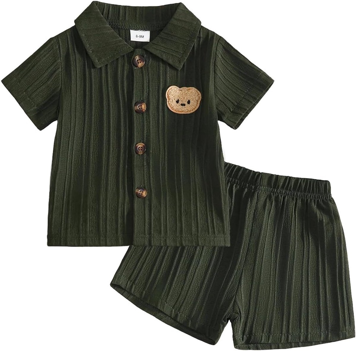 Zomerkledingset voor baby's, peuters, T-shirt met korte mouwen en berenprint, polo en shorts voor baby's