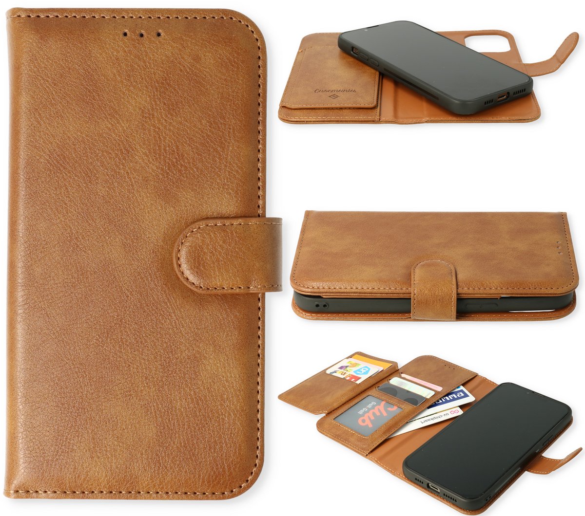 Casemania Hoesje Geschikt voor Apple iPhone 18 Pro Max - Bruin - Geschikt voor MagSafe - 2 in 1 Luxe Kunstlederen Portemonnee Book Case met Extra Vakken