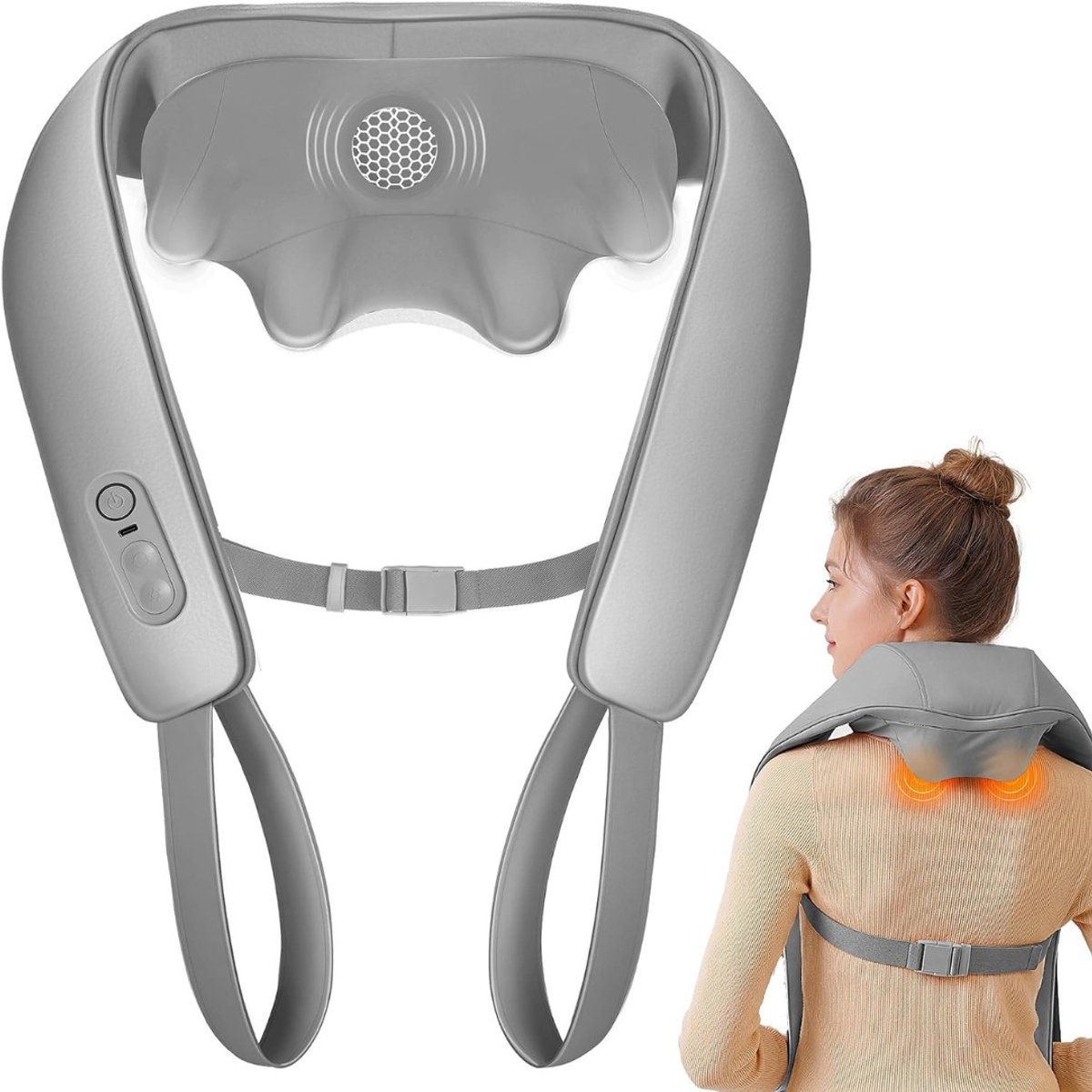 Kavora Nekmassage Apperaat - Nekmassage Apparaat Draadloos - Elektrisch Nekmassage Apparaat - Grijs - 31cm x 22cm x 10cm