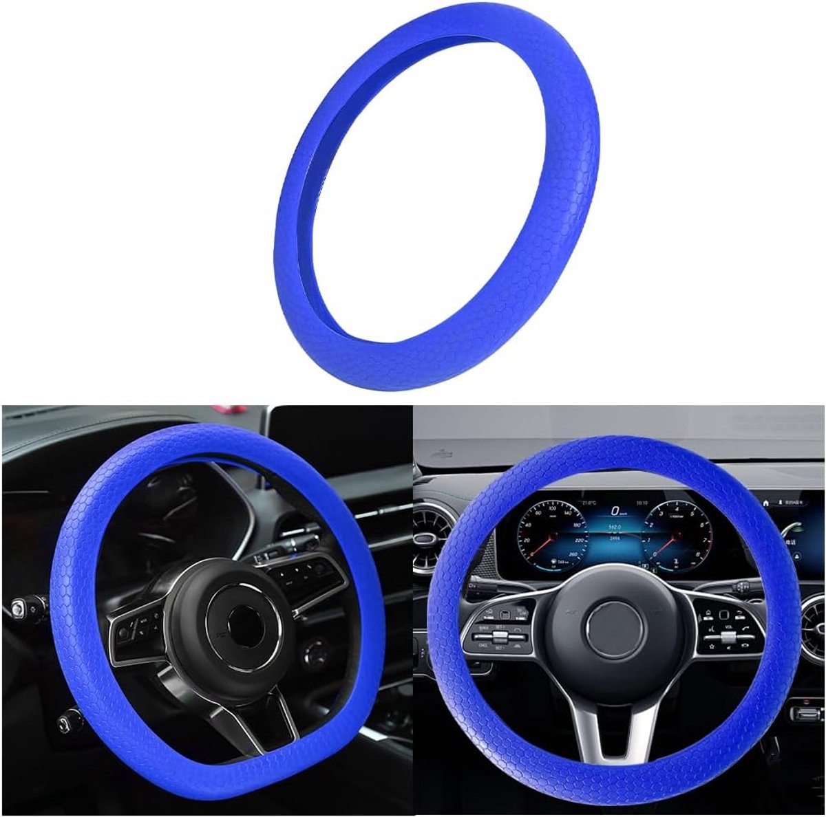 antislip siliconen autostuurhoes, zachte siliconen antislip stuurhoes, decoratie-accessoires, beschermhoezen, accessoire, decoratie, past op de meeste auto's (blauw)
