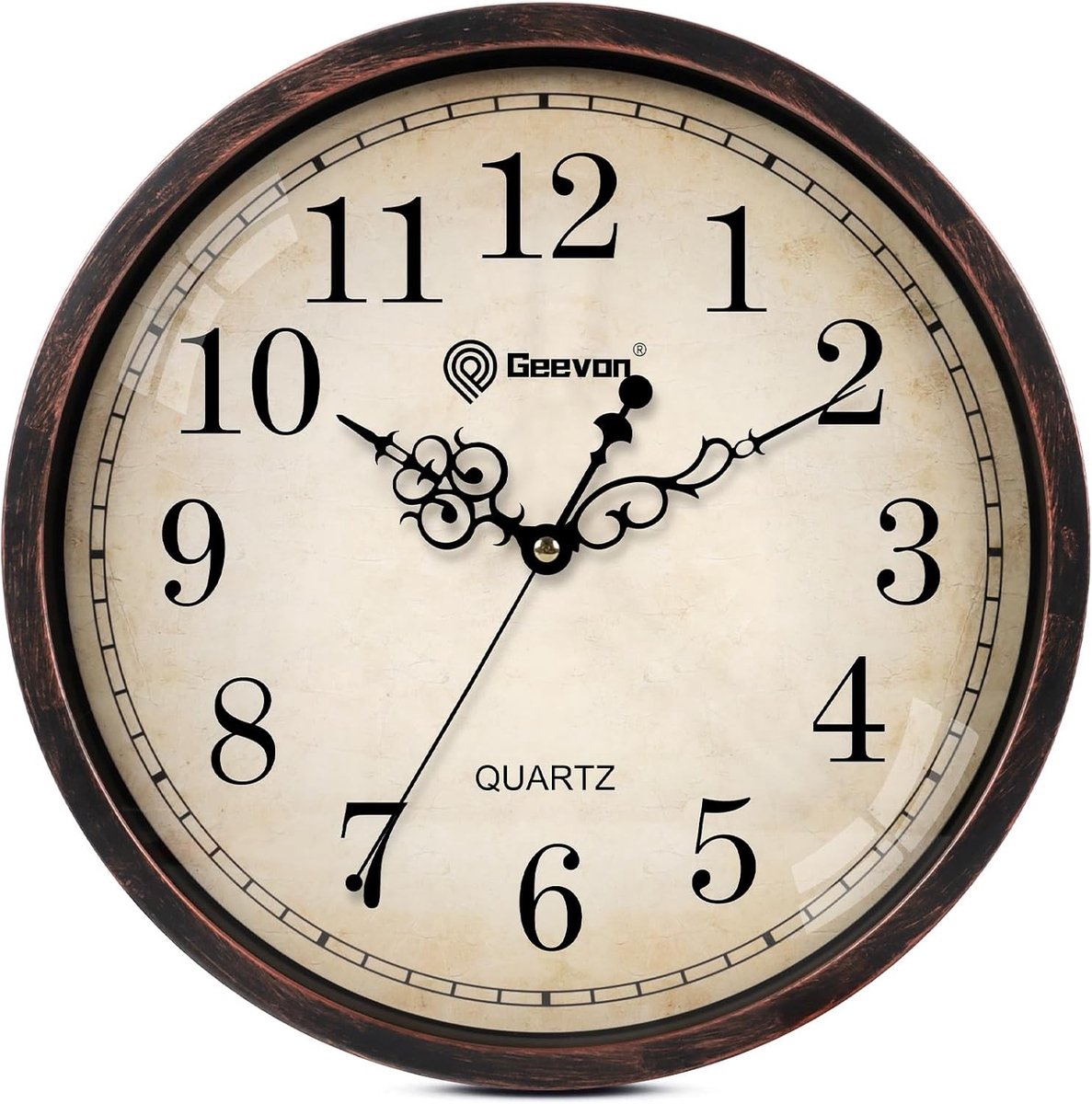 Retro Stille 30cm Wandklok - Rond Vintage Quartz Klok, Batterij Aangedreven Decoratie voor Keuken, Kantoor, Slaapkamer en Woonkamer