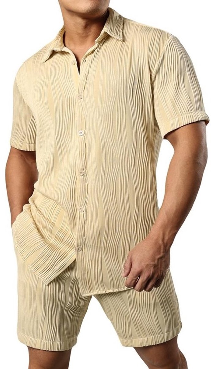 Heren Hawaii Set: Korte Mouwen Zomer Shirt en Shorts voor Strand en Vakantie