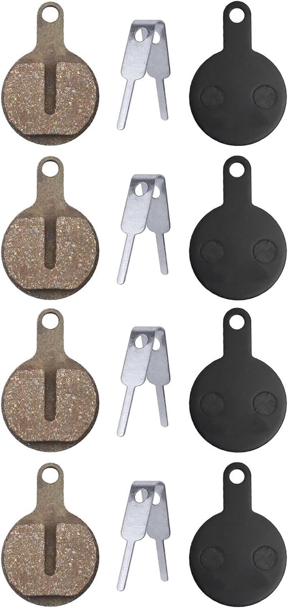 4 paar hars semi-metalen fiets schijfremblokken met veren. Bevestigingsclips compatibel met Tektro Novela Lyra Set