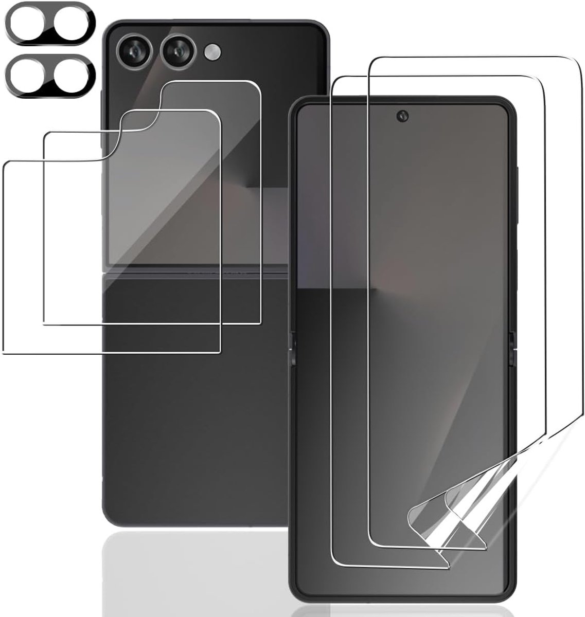 [2+2+2 stuks displaybeschermfolie voor Samsung Galaxy Z Flip 7, gehard glas + flexibele TPU-beschermfolie + Samsung Galaxy Z Flip 7 cameralensbescherming, krasbestendig