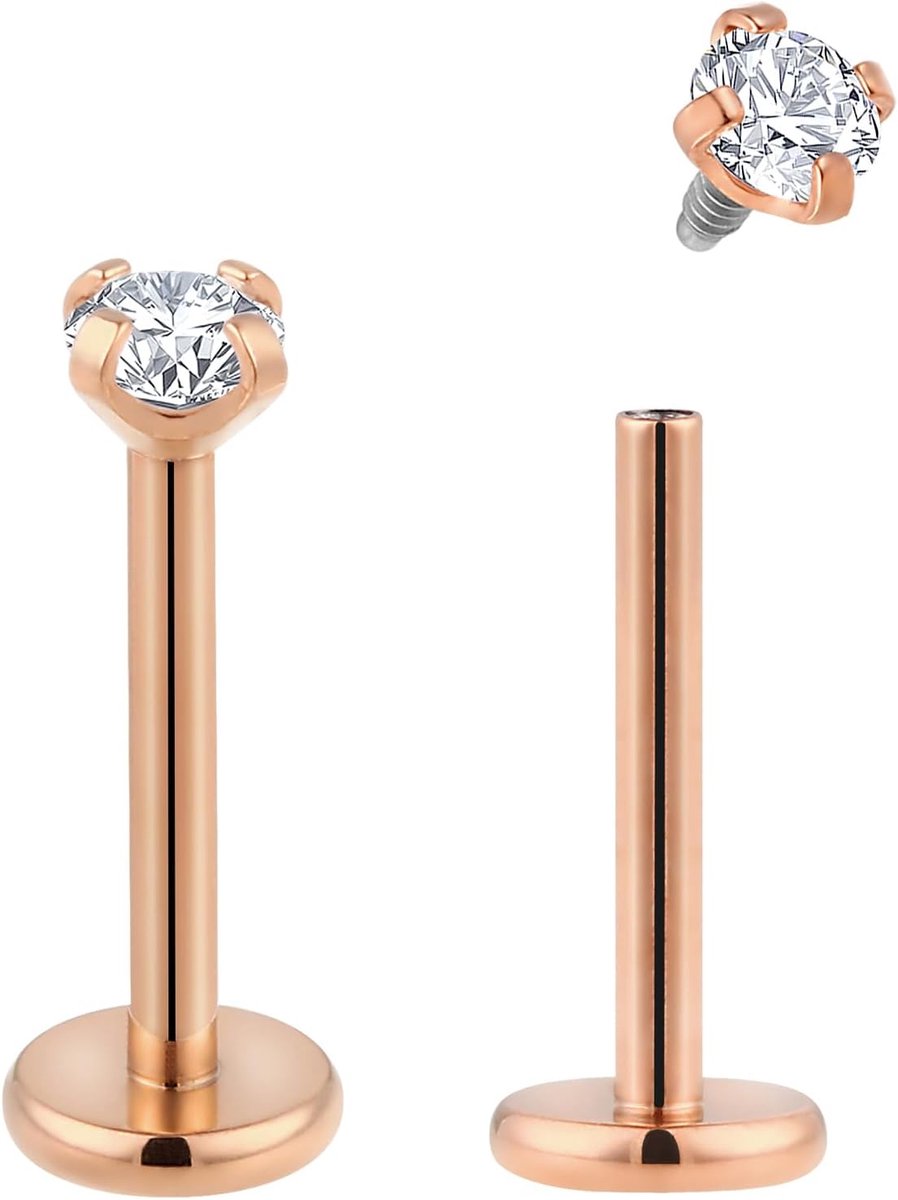 2 STKS Titanium 18G Intern Schroefdraad Platte Terug Stud Oorbellen Labret Tragus Kraakbeen Lip Monroe Conch Body Piercing Sieraden