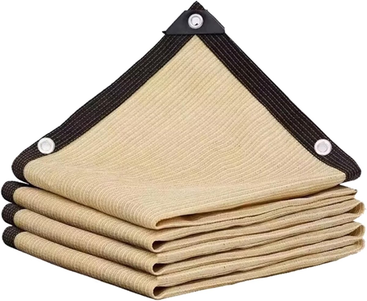 2 x 6 m, 90-95% uv-bescherming, met metalen oogjes, ademend uv-bestendig zeil voor tuin, kas, carport en kennel, op maat gemaakte maten (beige, 2 m x 2 m)