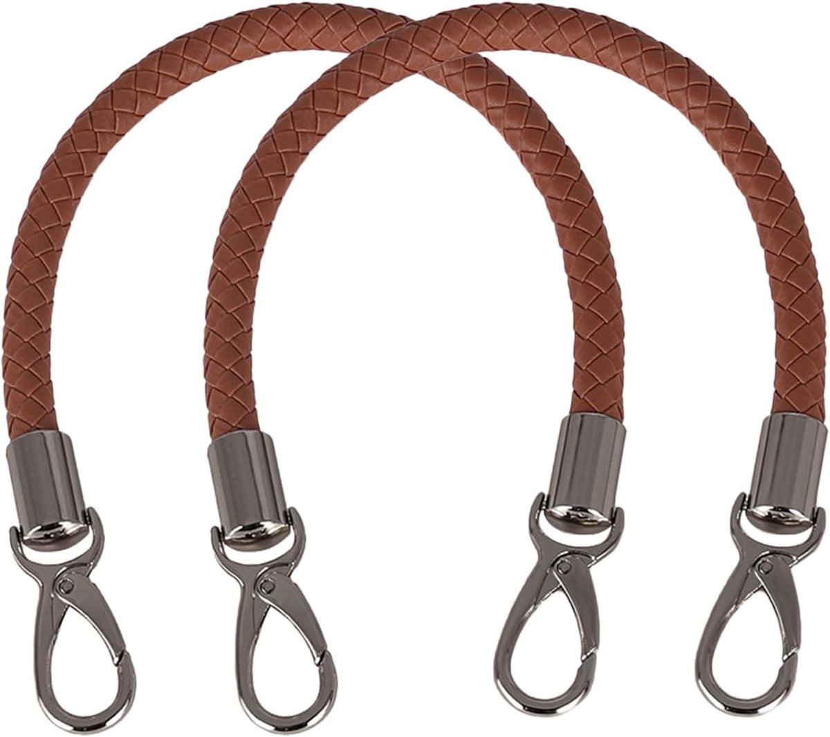 2 stuks 40 cm leren tashandgrepen met karabijnhaak, reservegreep voor handtassen, schouderriem voor tassen, leren hengsels voor het maken van tassen, bruin