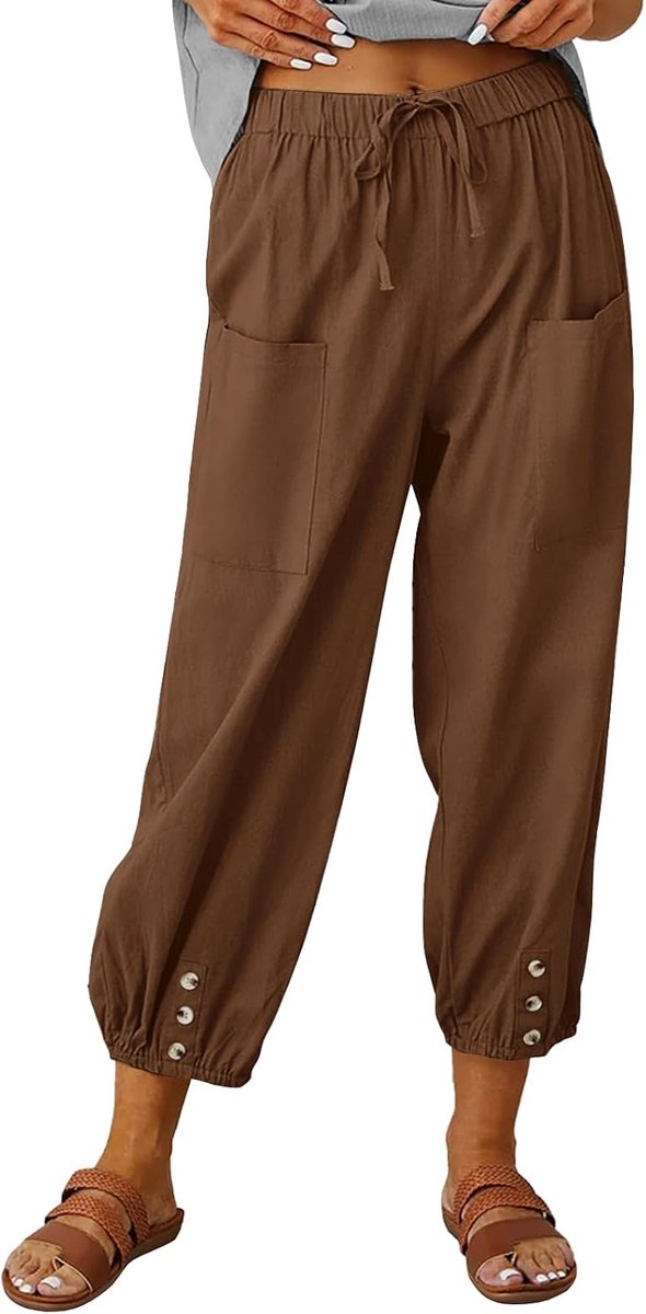 zomer lichtgewicht 7/8 lengte capribroek katoen casual broek elastische taille losse harembroek comfortabele strandbroek vrije tijd