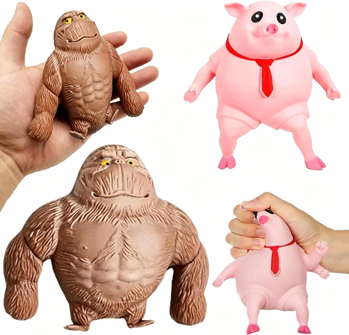 Speelgoed Varken, Stress Speelgoed Gorilla, Varken Knijp Speelgoed, Gorilla Stress Speelgoed, Varkentje Knijp Speelgoed, Rubber Squishy Aap, Squishy , Anti-Druk Speelgoed