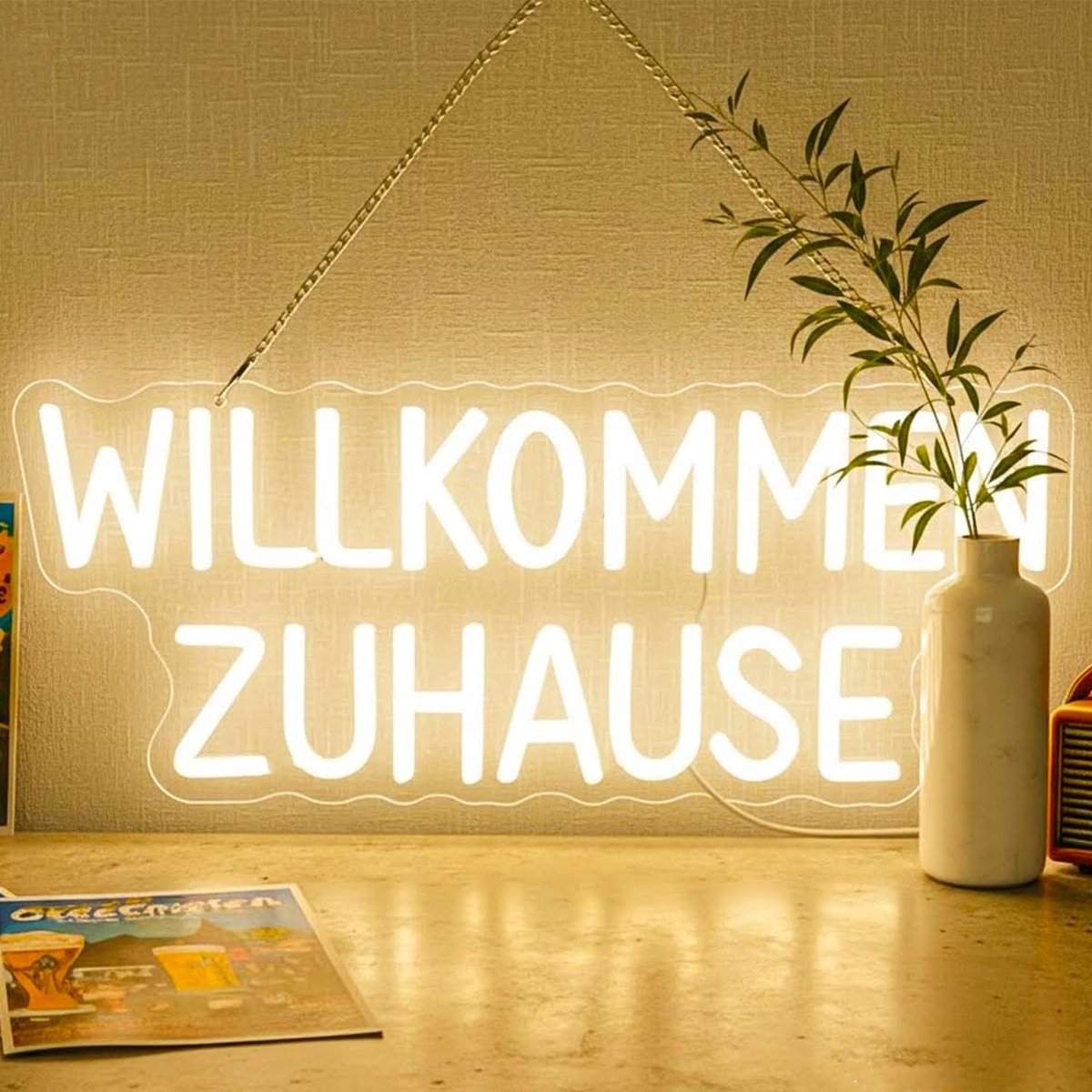 Neon Schild "Welkom Thuis" - Warm wit neonlicht wanddecoratie
