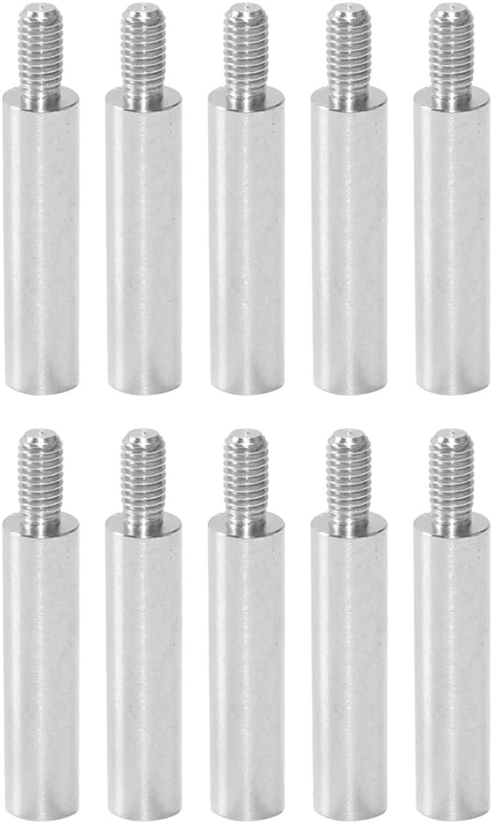 10 stuks roestvrijstalen enkelvoudige schroefdraadbusbouten, cilindrische adapters voor het verbinden van kolommen, afstandsschroeven, verlengpennen, M3x20+6mm