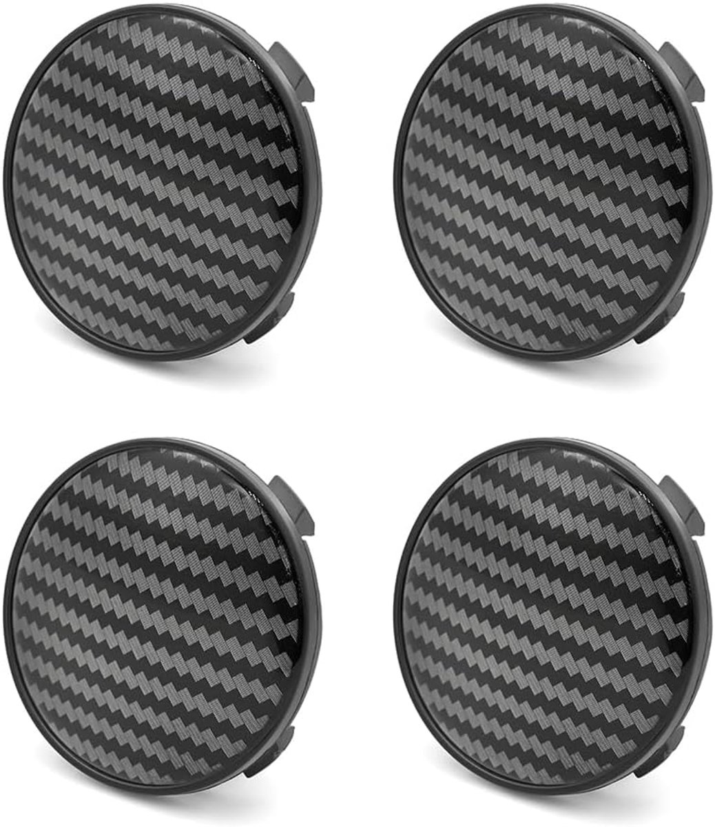 4 x 69 mm naafdop compatibel met Audi, naafdop, middenvervangingskap, naaf, perfecte pasvorm & hardcover, velgendeksel, koolstofvezeltextuur, zwart, autowieldop