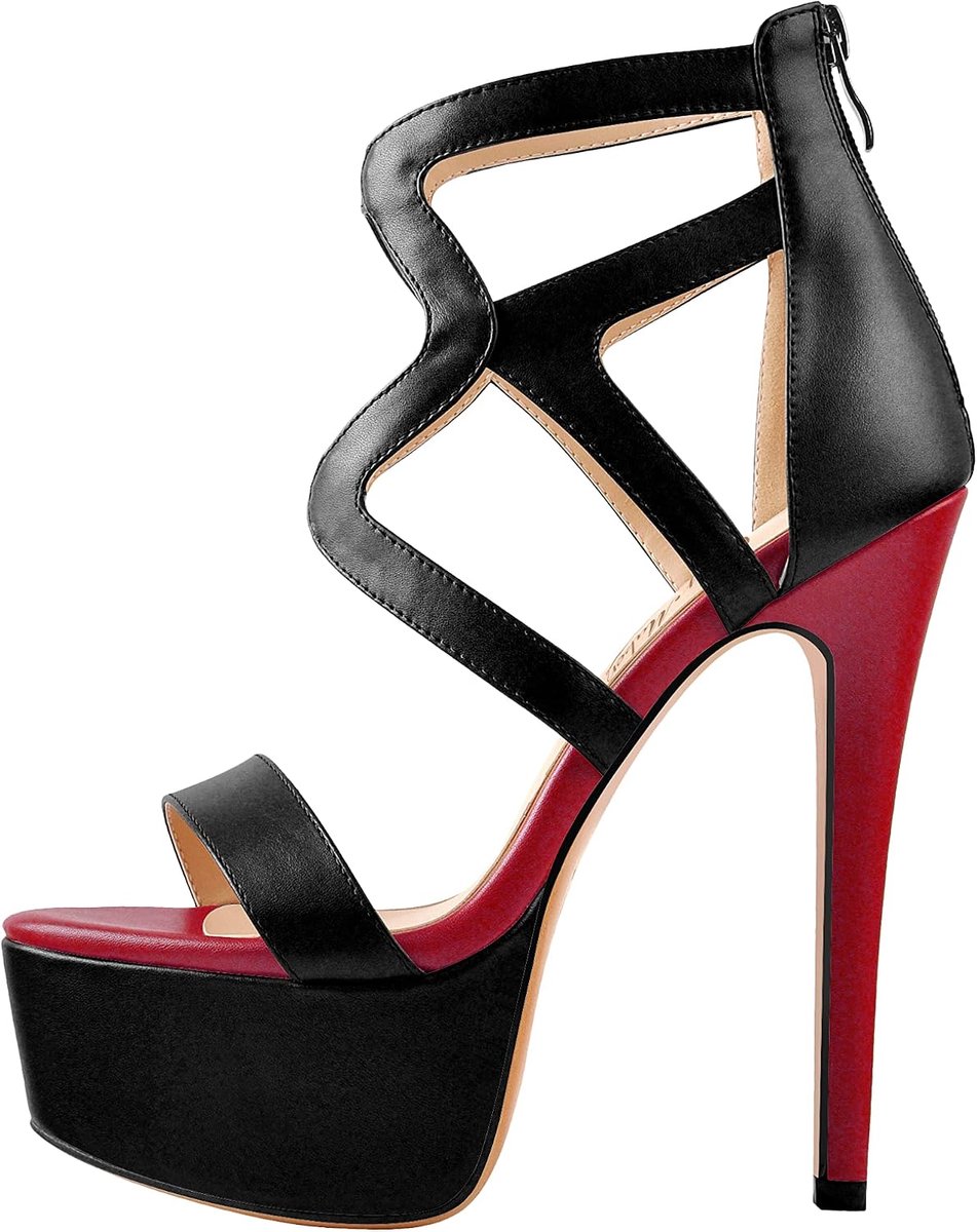 Maker Dames plateausandalen met riempjes, stilettohak, hoge hakken