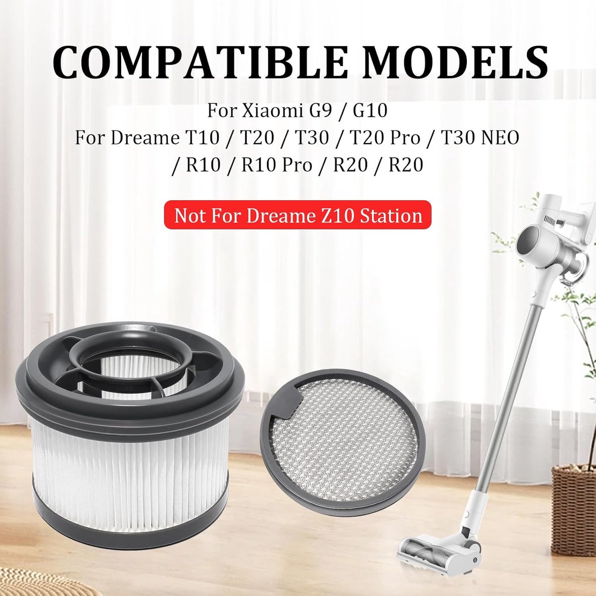3 stuks HEPA-voorfilteraccessoires voor Dreame T10 /T20 /T20Pro /T30 /T30NEO stofzuiger, wasbaar en herbruikbaar filter reserveonderdelen