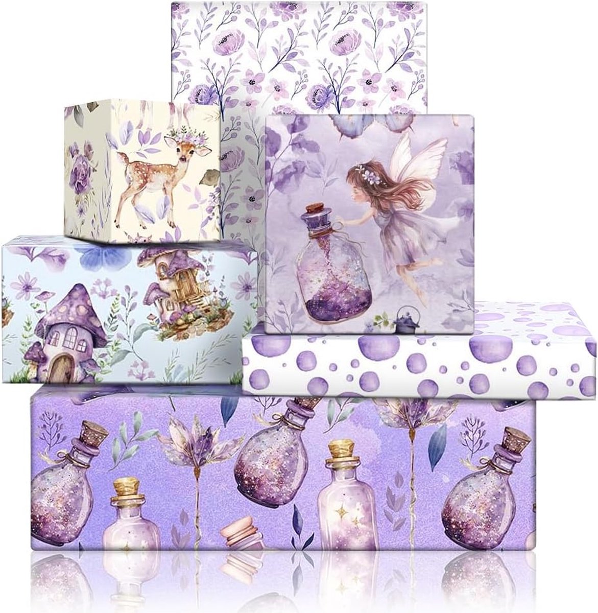 Dailygoods- Inpakpapier Verjaardag - Inpakpapier Baby - Inpakpapier Kinderen - Inpakpapier Rollen - 6 Vellen 50x70 cm - Fantasie Ontwerp - Cadeaupapie