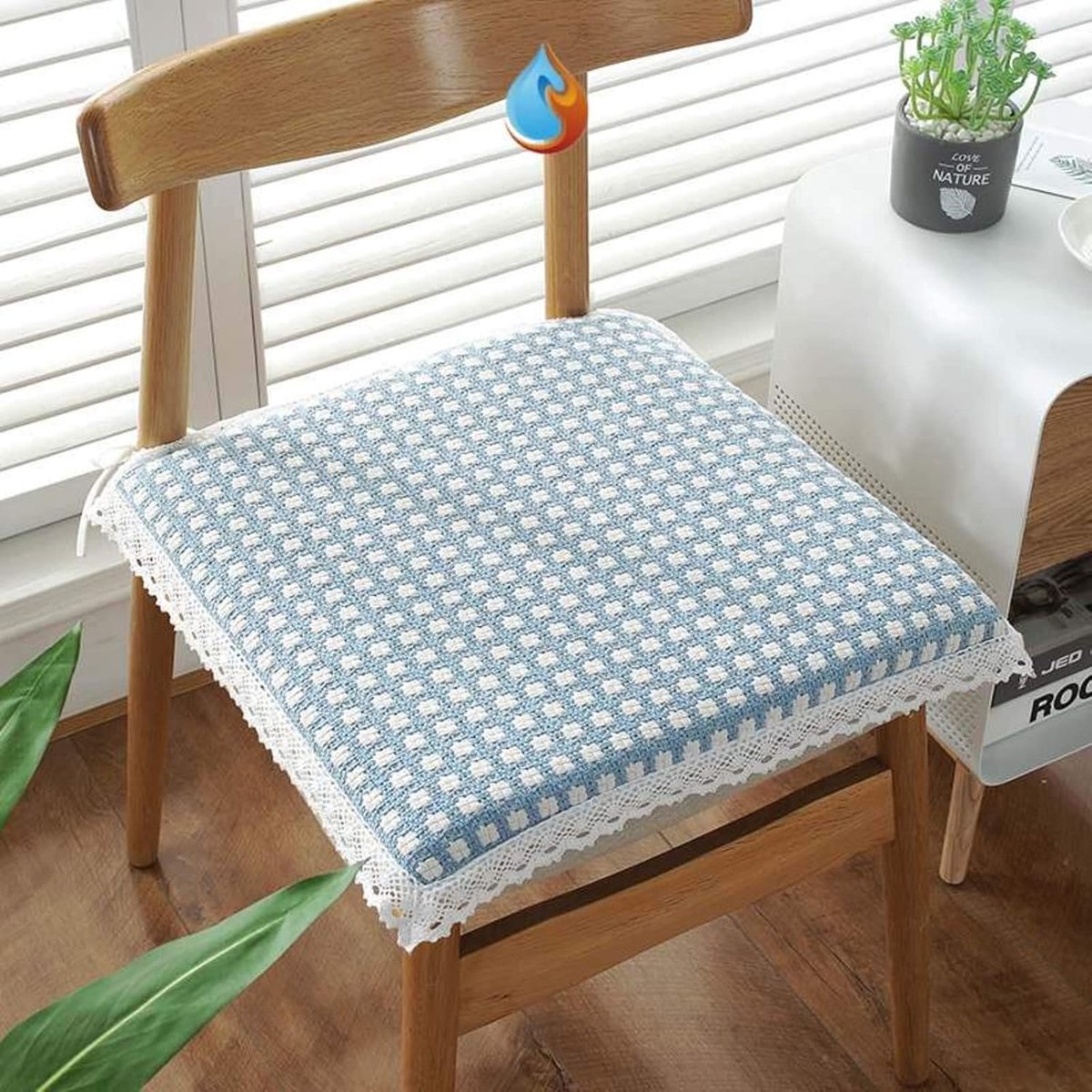 Dikke Eetkamerstoelkussens, Streep Effen Kleur Zachte Zitkussens Stoelen Gewatteerde Kussens Met Tie Voor Eetkamer Thuiskantoor Keuken Binnen-E 50x50cm/15,7 "x15,7"