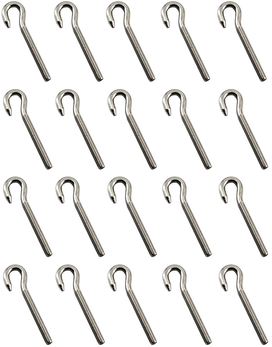20Pcs Rvs M5 Oogbout Lange Schacht Schroefdraad Ronde Haak Oogje Bout Schroef
