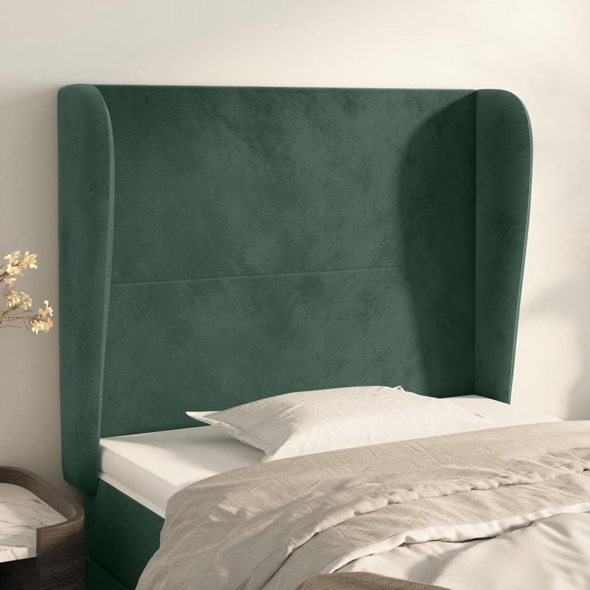 Hoofdbord met oren, donkergroen, 103 x 23 x 118/128 cm, fluweel, hoofdeinde voor bed, bedhoofdaccessoires, slaapkamer3117721