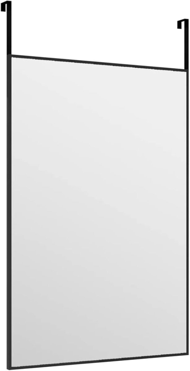 Deurspiegel, wandspiegel, decoratieve spiegel, tuindecoratie, spiegel, binnenspiegel, 40 x 60 cm (b x h), met 2 x haken, aluminium, glas, metaal, zwart