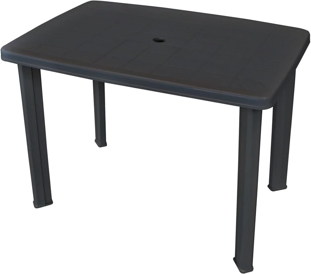 Tuintafel, balkontafel, 101 x 68 x 72 cm (l x b x h), kunststof tafel, tuinmeubel, tafel, campingtafel, kunststof tafelblad met 3,6 cm schermgat, afmetingen