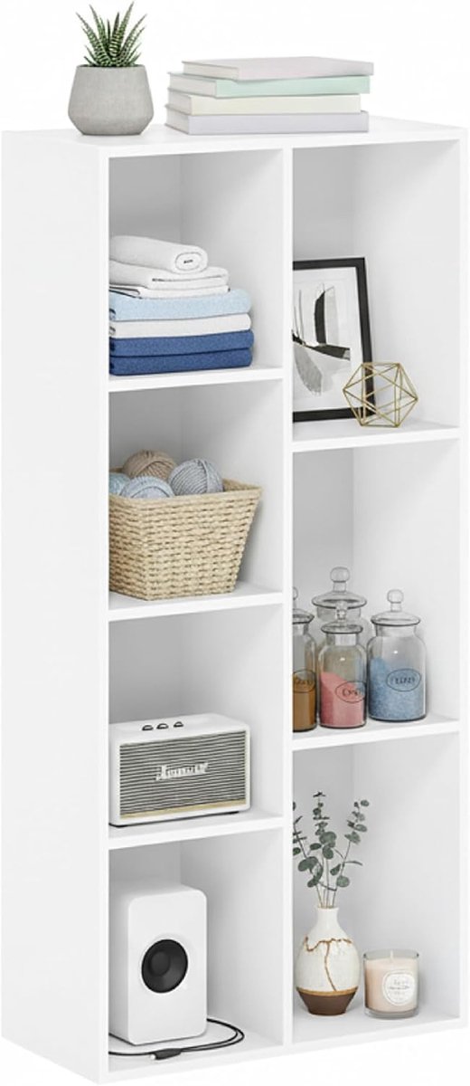 Home Boekenkast, modulair multifunctioneel rek voor woonkamer, slaapkamer en ingang, modern design, eenvoudige montage (wit, 7 kubussen)