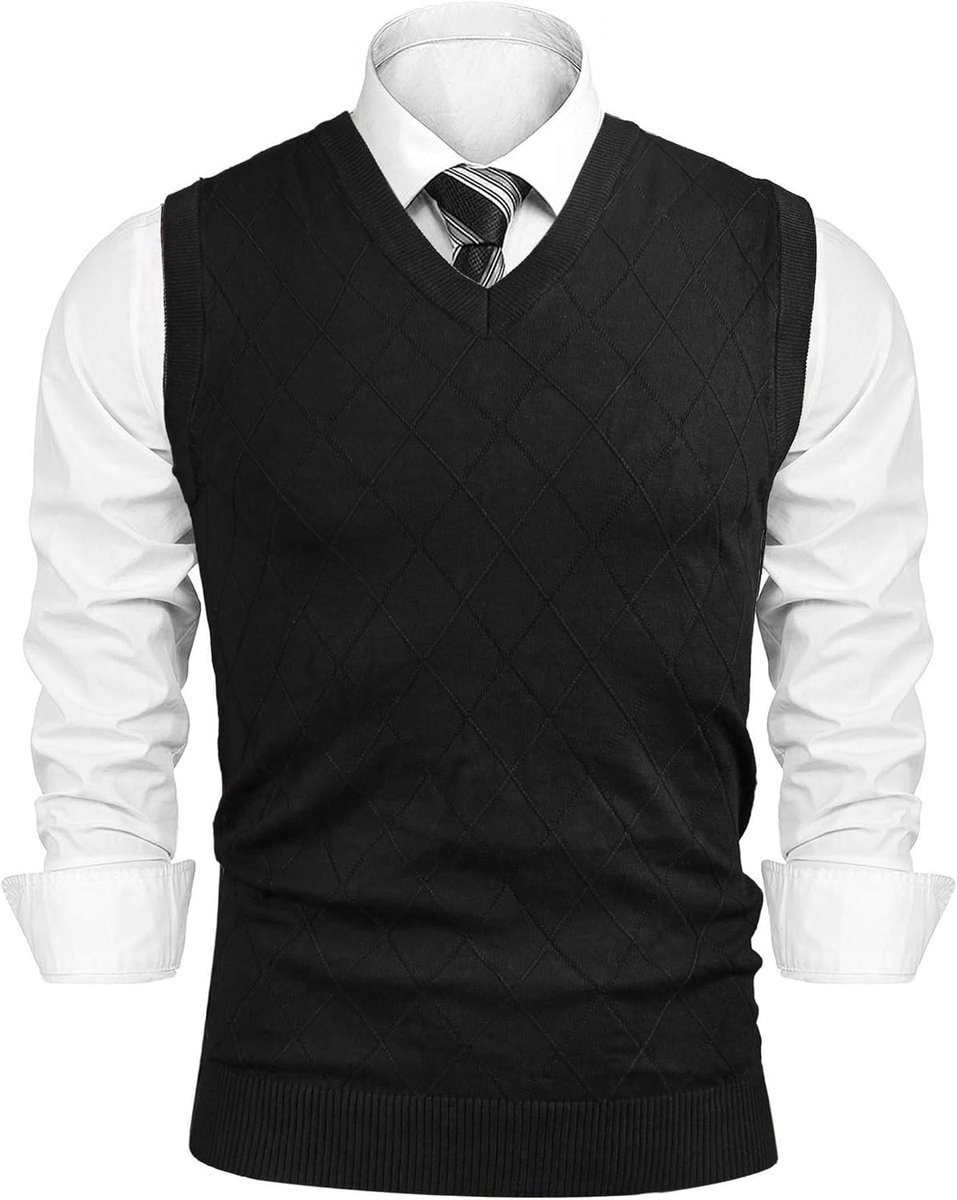 Pullunder voor heren vest heren gebreid vest mouwloos regular fit V-hals effen