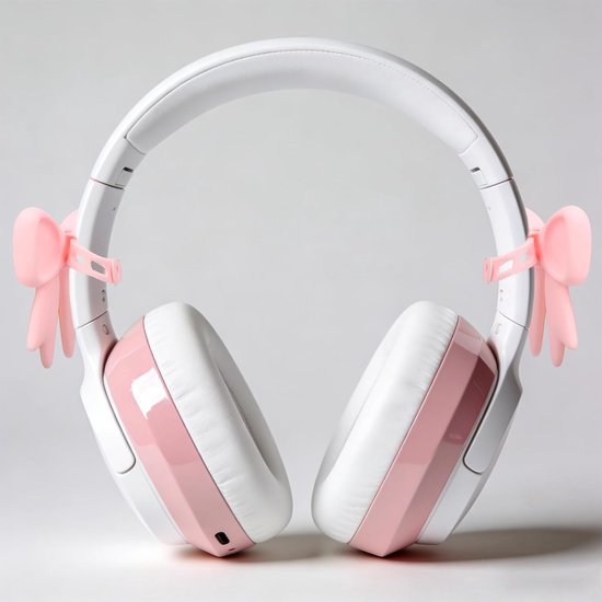 2 Stuks Roze Strikversieringen Hoofdtelefoonaccessoires, Siliconen 3D Kokette Hoofdtelefoonbevestigingsaccessoires Schattige Oortelefoonversieringen voor Vrouwen — afbeelding 5