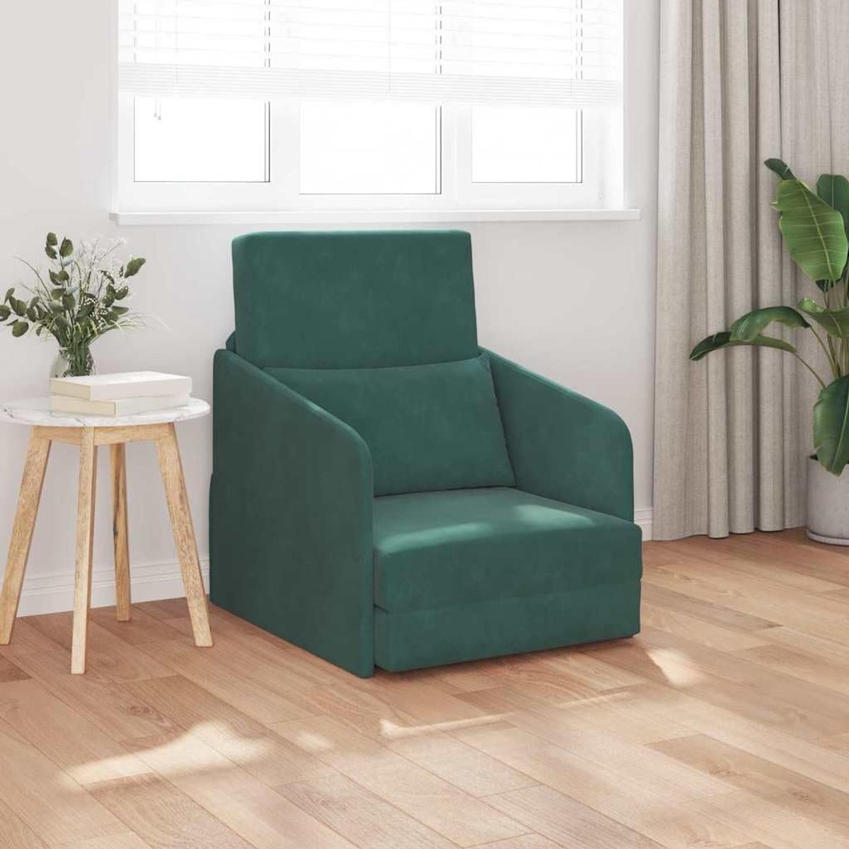 Donkergroen, 65 x 80 x 83 cm, fluweel, velours, modern design met metalen frame en ademend kussen voor de woonkamer