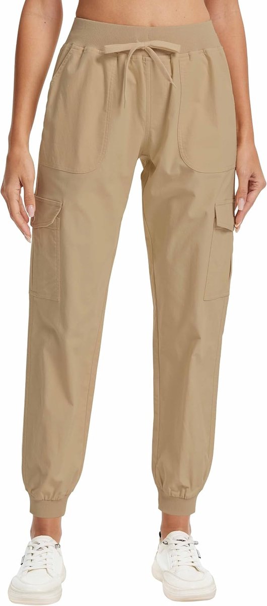 Dames Lounge Lichtgewicht Sneldrogend Elastisch Cargobroek Sportieve Workout Casual Afritsbaar Outdoor Broek met Zakken