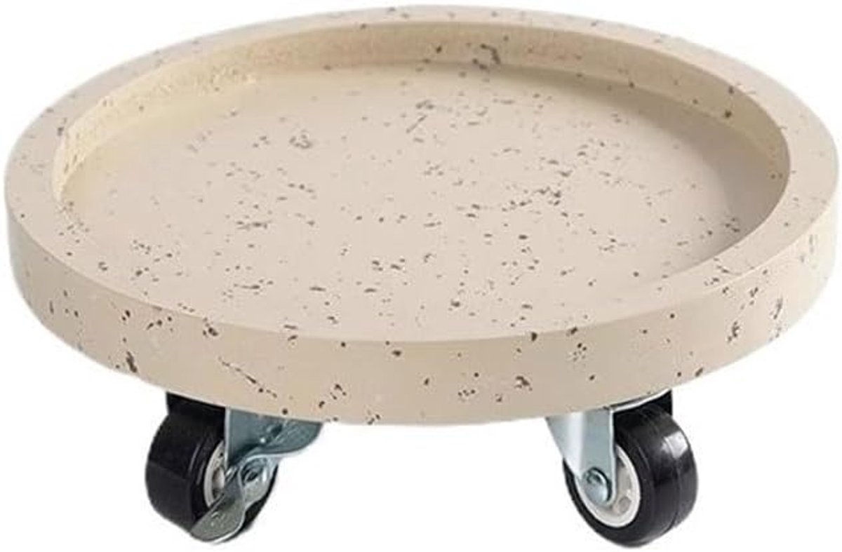 Schotels Ronde plantenpallet met lekbakken op wielen, kunsthars bloempotverplaatserschotel(Beige,XL)