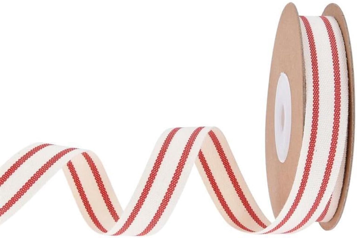 Cadeaulint, lint, stoffen lint, gestreept, voor geschenkverpakking, taart, bruiloft, bloemendecoratie, strikken, doe-het-zelf, naaien, feest, banket, rok, kleding decoratie, 15 mm, rood