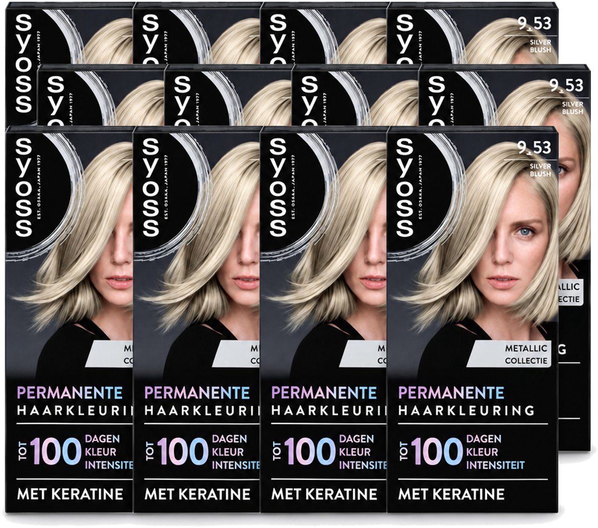 12 x SYOSS - Coloration 9-53 Silver Blush - Haarverf - Grijsdekking - Vermindert Haarbreuk - Voordeelverpakking - 12 stuks