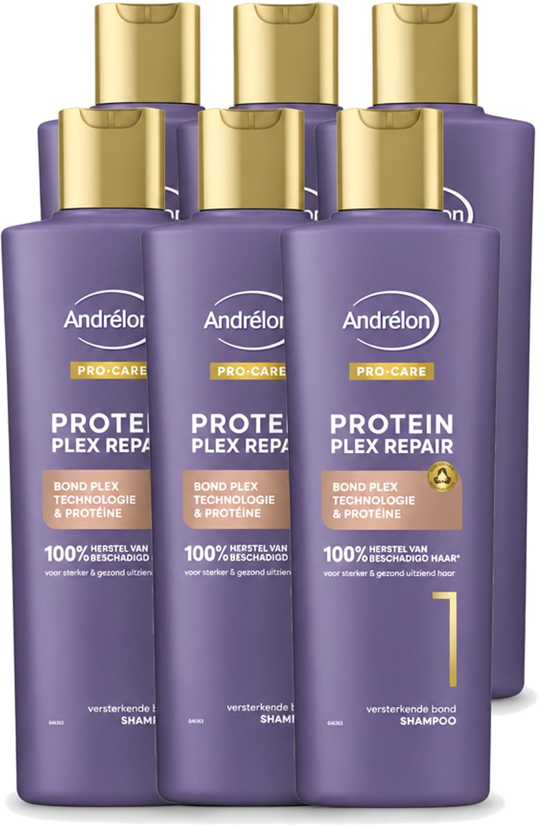 6 x Andrélon – Shampoo – Pro Care Protein Plex Repair – 250 ml - Voordeelverpakking - 6 stuks