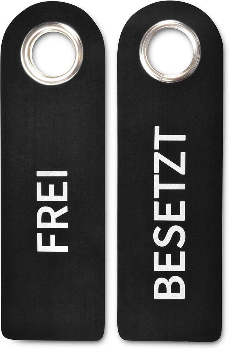 2 gratis bezet deurhanger van vilt (zwart) - Met metalen beschermring - Aan beide zijden bedrukt: Voorkant vrij achterkant bezet - badkamer slaapkamer - statusindicator - veelzijdig inzetbaar