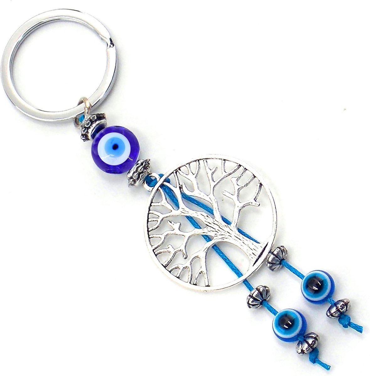 faith Sleutelhanger met Turks oog, hand van Fatima, amulet, geluksbrenger en bescherming, sleutelhanger voor dames en heren