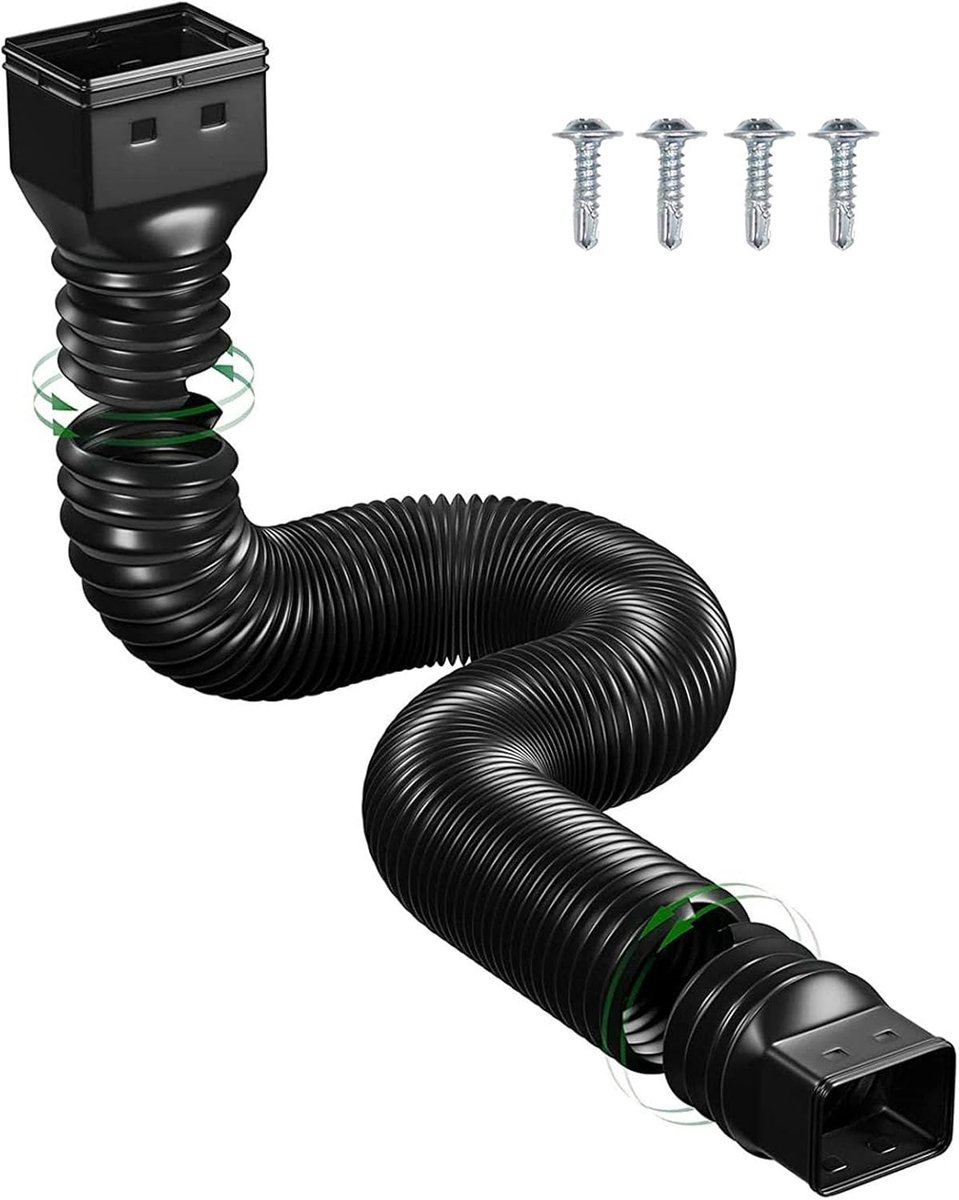 Extender, Flexibele Downspout Extension Gutter Connector Regenwaterafvoerpijp Down Tuit Drain Extensions 20in Tot 59in (zwart)